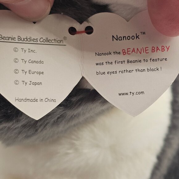 VTG 2000s TY Beanie Baby Plush Toy Soft Dog Husky Nanook Original Buddy 11" - Picture 11 of 12